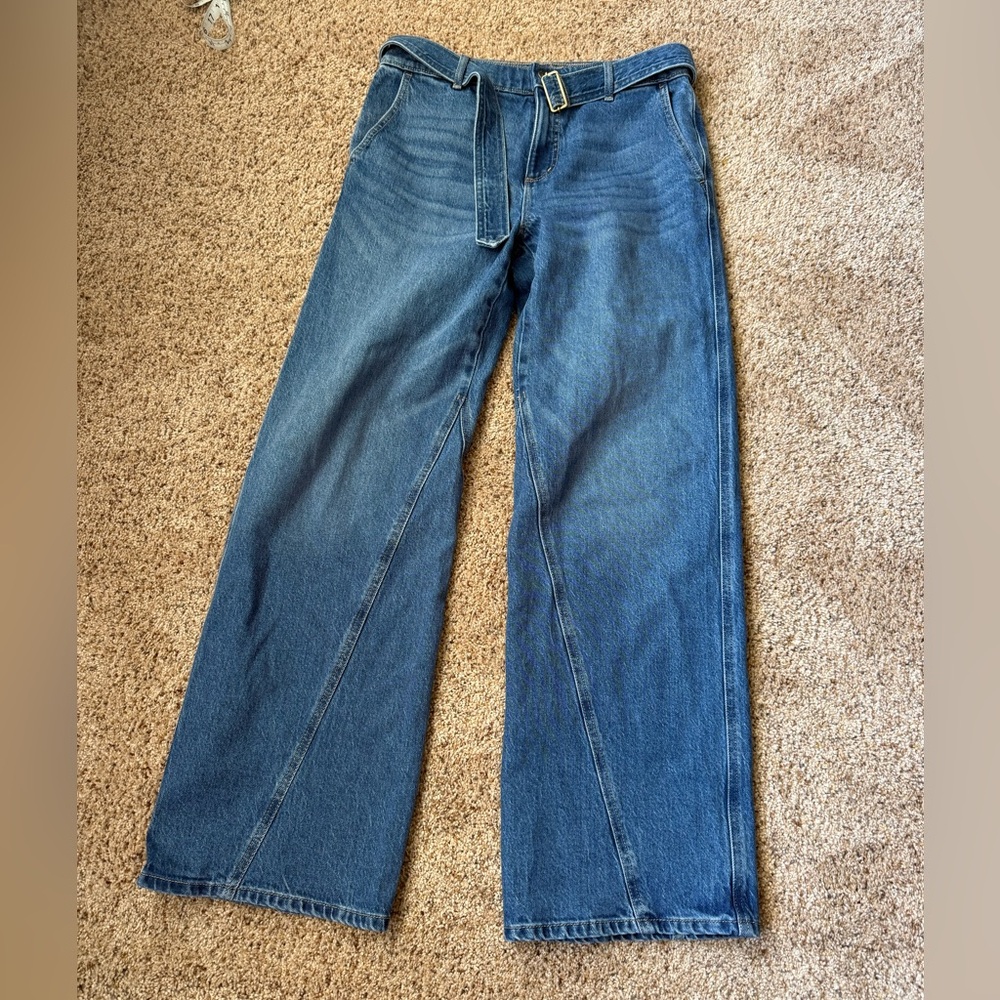 NWT LOFT Belted Wide Leg Jeans - Picture 4 of 10
